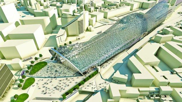 Artist's impression of new station in Birmingham for the HS2 line