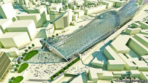 Artist's impression of new station in Birmingham for the HS2 line