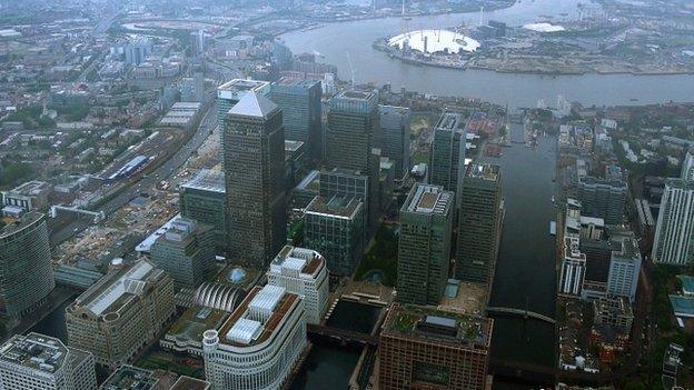 Aerial view of Canary Wharf