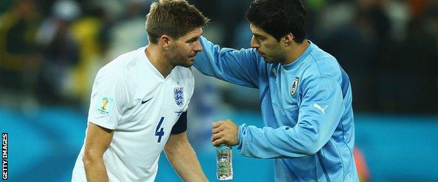 Steven Gerrard and Luis Suarez