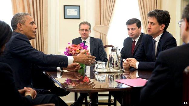 President Barack Obama meets Labour leader Ed Miliband in the White House