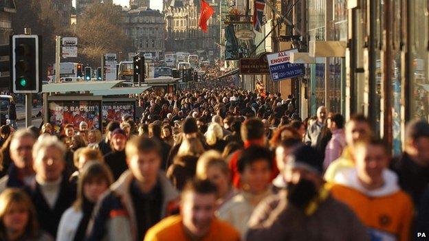 Shoppers on Princes Street Edinburgh