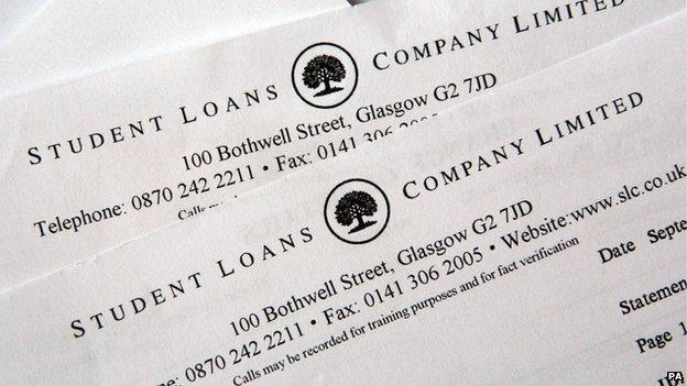 A typical letter from the Student Loan Company