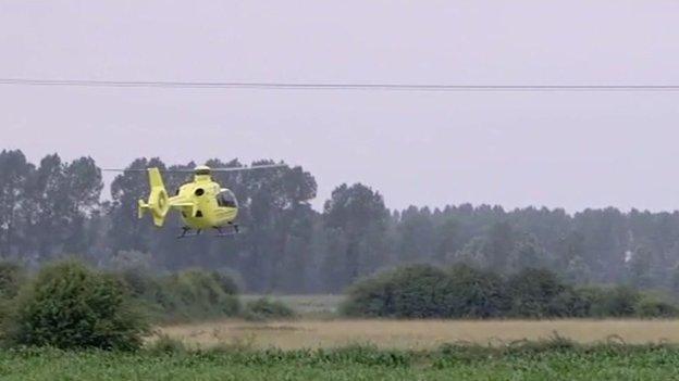 An air ambulance at the scene