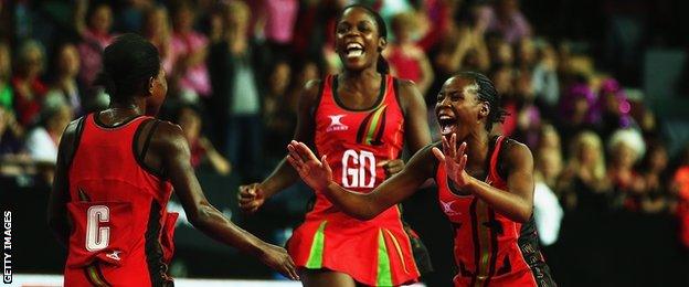 Malawi netball players celebrate