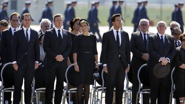 Members of the Dutch royal family and Prime Minister Mark Rutte. 23 July 2014