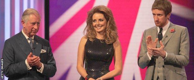 Prince Charles, Carol Vorderman and Bradley Wiggins attend the Pride of Britain awards in October 2012