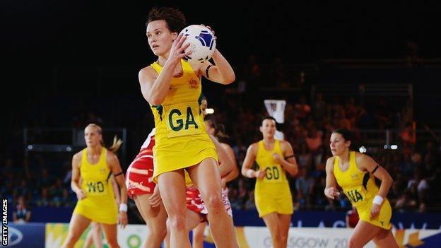 Natalie Medhurst of Australia looks to pass the ball