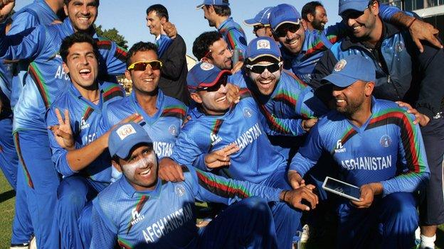 Afghanistan celebrate after drawing the series with Zimbabwe