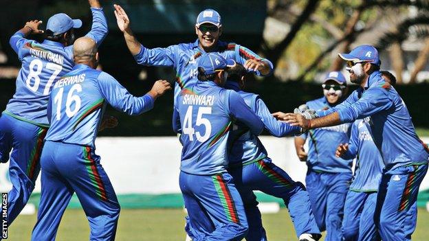 Afghanistan celebrate after drawing the series with Zimbabwe