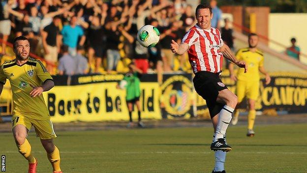 Derry City's Barry Molloy in action against Shakhtyor Soligorsk