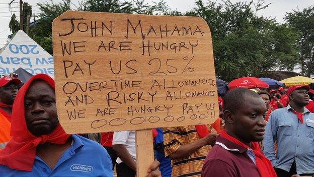 Protesters angry with the rise in the cost of living in Accra, Ghana - Thursday 24 July 2014