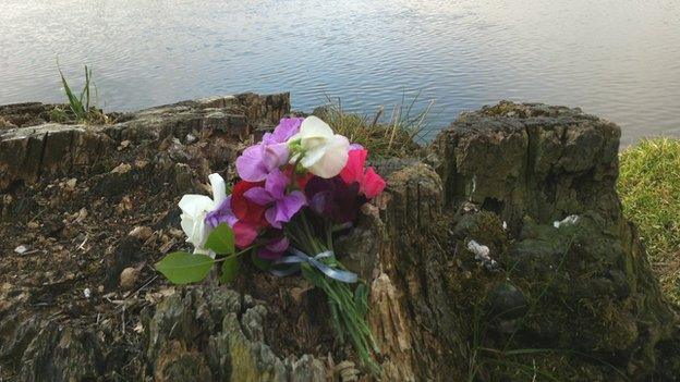 Tribute left on riverbank