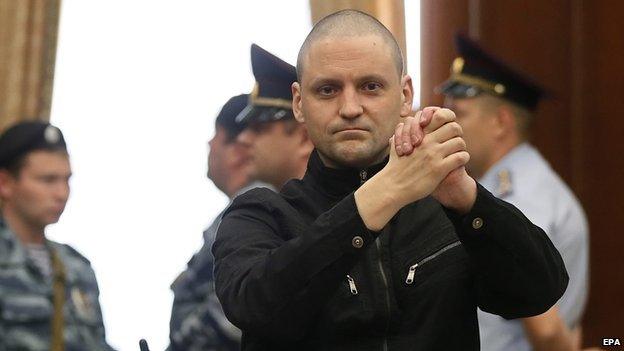 Sergei Udaltsov in court in Moscow (24 Jul 14)