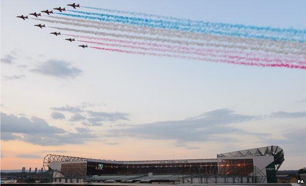 The Red Arrows at the Glasgow Commonwealth Games opening ceremony