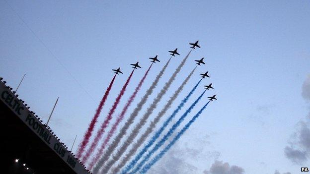 The Red Arrows at the Glasgow Commonwealth Games opening ceremony
