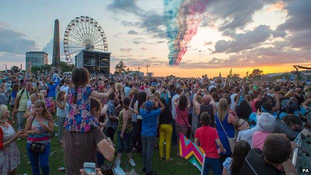 The Red Arrows at the Glasgow Commonwealth Games opening ceremony