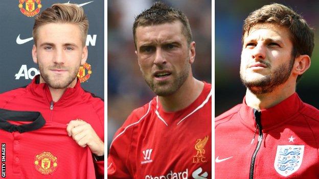 Luke Shaw, Ricky Lambert and Adam Lallana