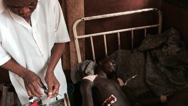 A patient being treated a Bambari University Hospital