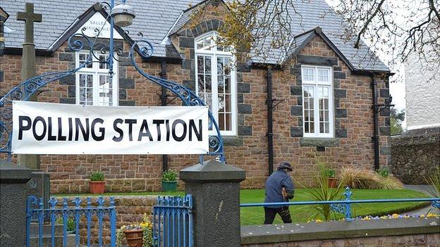 Polling station at St Martin's Parish Hall during Guernsey's 2012 General Election