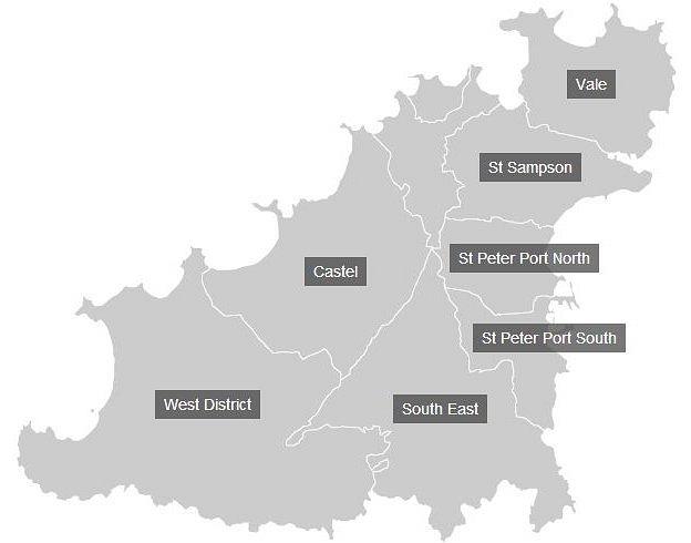 Map of Guernsey electoral districts