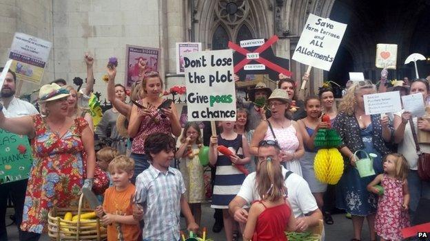Campaigners outside the High Court in London