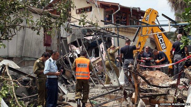 The wreckage of a home in Yehud