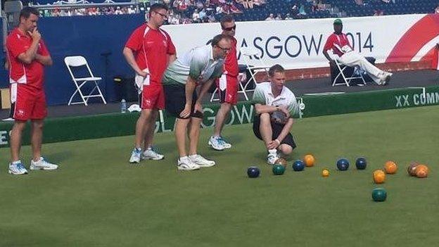 Jersey vs Guernsey in the men's triples bowls