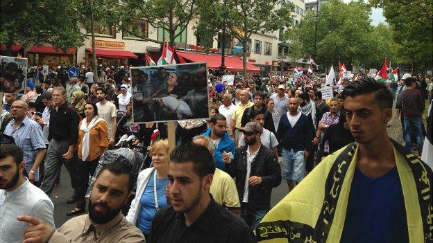 Hundreds of pro-Palestinians took to the streets of Berlin to demonstrate against Israel's offensive in Gaza - 25 July 2014