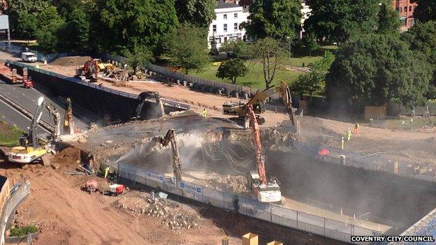 West Bridge being demolished