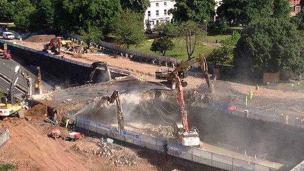 West Bridge being demolished