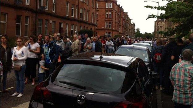 Queues around Hampden Park