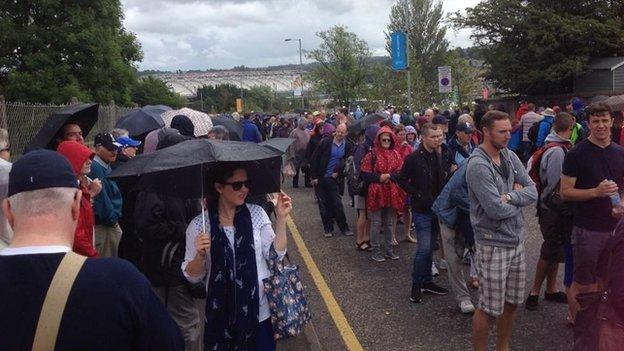 Fans queue at the park and ride at Silverburn