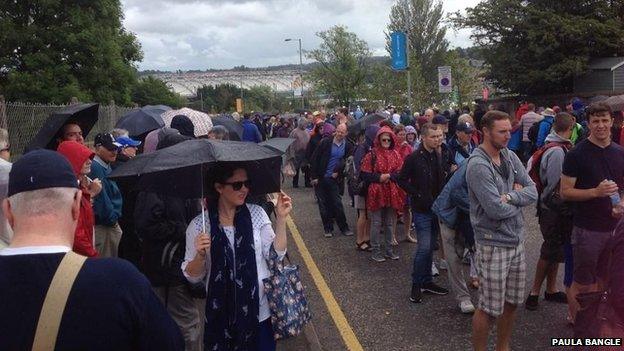 Fans queue at the park and ride at Silverburn