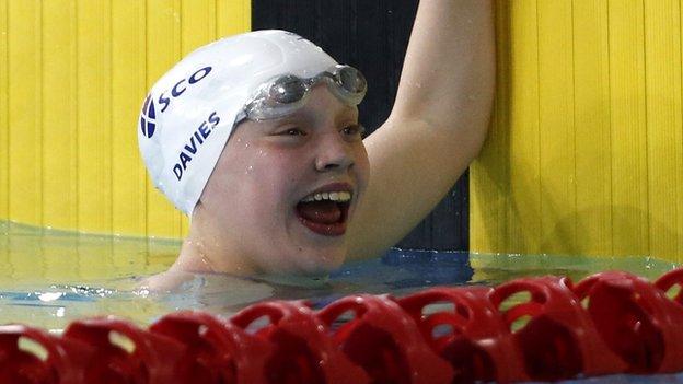 Erraid Davies reacts to winning bronze in the SB9 100m breaststroke final