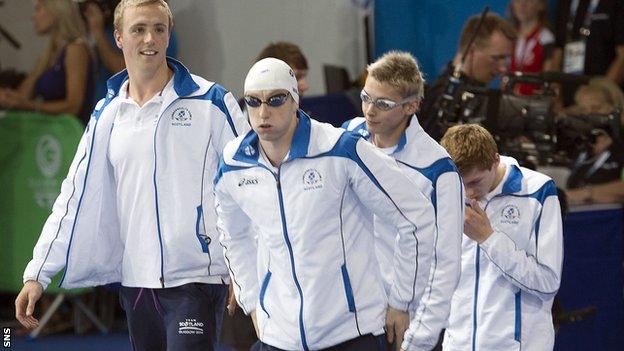 Scotland's silver medallists in the 4x200m freestyle relay