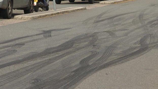 Car park skid marks