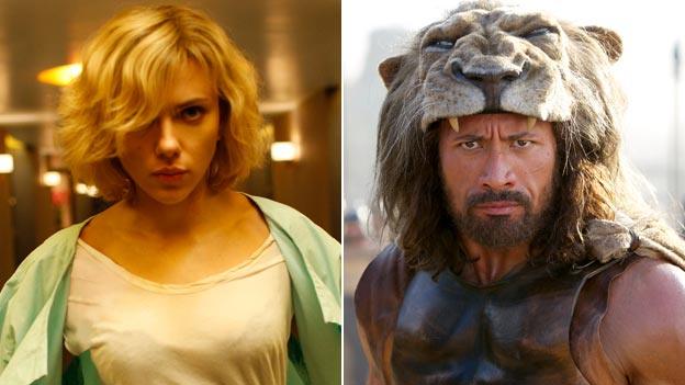 Scarlett Johansson in Lucy and Dwayne Johnson in Hercules