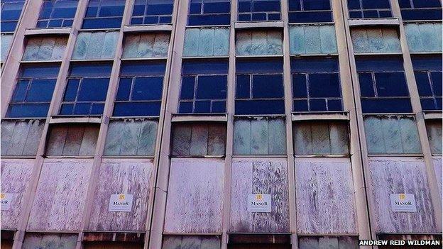 A boarded-up building in Hull