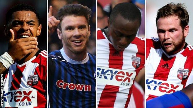 Andre Gray, Scott Hogan, Moses Odubajo and Alan Judge