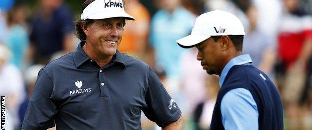 Phil Mickelson and Tiger Woods