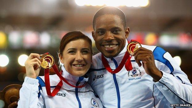 Libby Clegg of Scotland and her guide Mikail Huggins