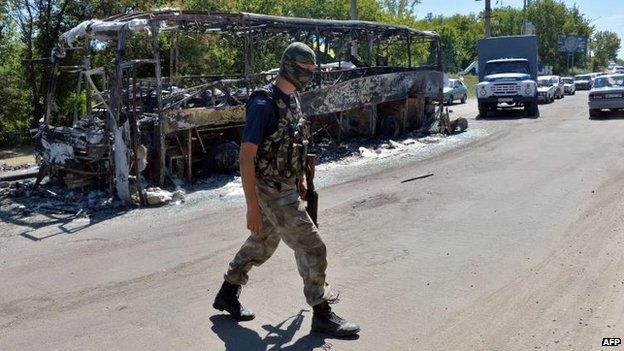 A serviceman of volunteer battalions of territorial defence Lugansk-1 in Ukraine, 28 July