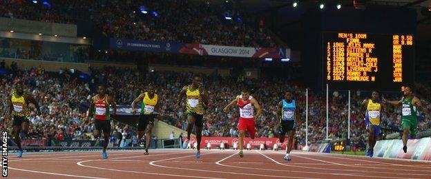 Adam Gemili of England is beaten by Jamaica's Kemar Bailey-Cole