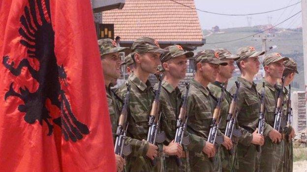 KLA fighters in Pristina, 1999