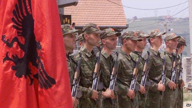 KLA fighters in Pristina, 1999