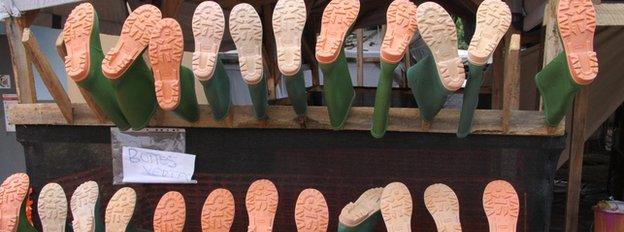 Boots at an Ebola treatment centre, Guinea