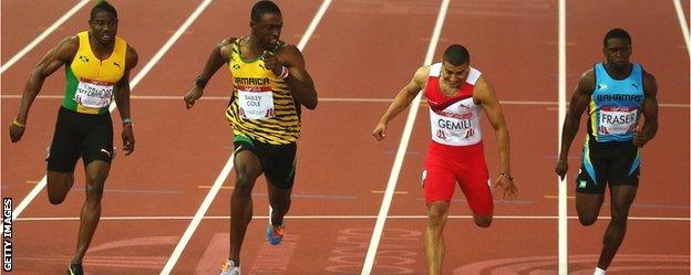 Adam Gemili is beaten to the gold by Kemar Bailey-Cole in the Commonwealth Games 100m