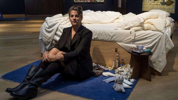 Tracey Emin beside My Bed