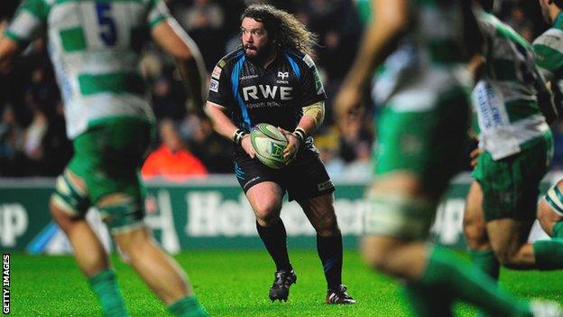 Adam Jones in action for Ospreys